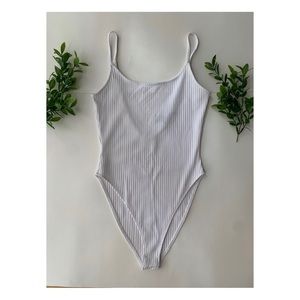 Ribbed white bodysuit